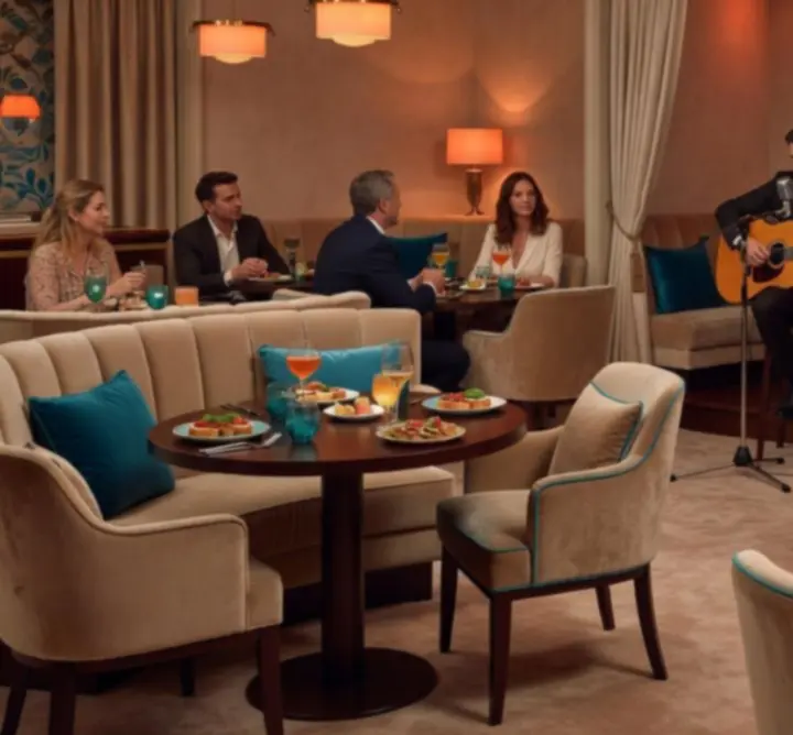 Live entertainment in a refined dining space at Aussie Yum
